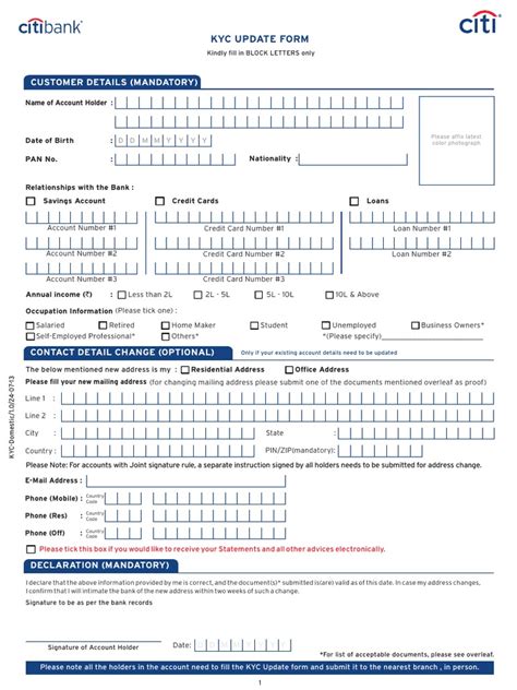 Kyc Form Identity Document Official Documents