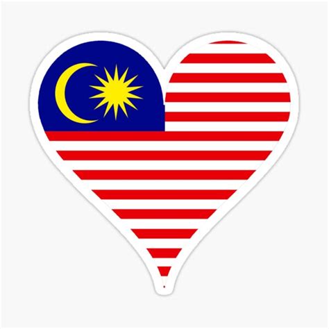 Malaysia Flag Heart Sticker For Sale By Brandonv Redbubble