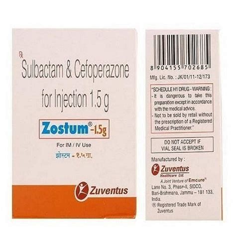 Zostum 1 5 G Sulbactam Cefoperazone For Injection At Rs 300 Piece