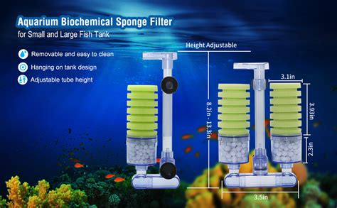 Boxtech Aquarium Biochemical Sponge Filter Ultra Quite Aquarium Double