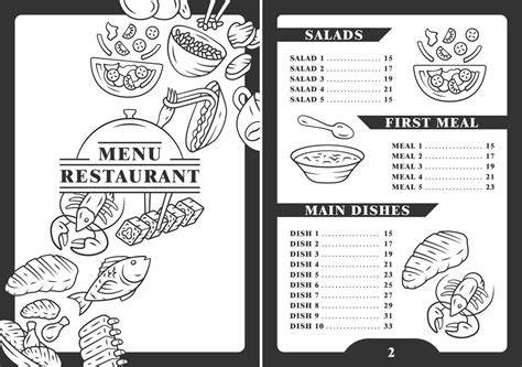 Restaurant Menu Cover Template Fish Pasta Chicken Nutritious Food