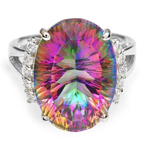 13ct Rainbow Fire Mystic Topaz Mystic Topaz Mystic Topaz Ring Solid