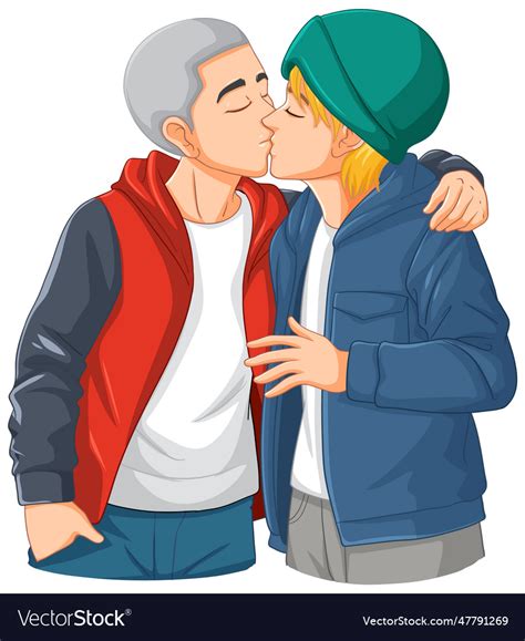 Gay Couple Cartoon Kissing Royalty Free Vector Image
