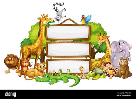 Border template design with cute animals illustration Stock Vector Image & Art - Alamy