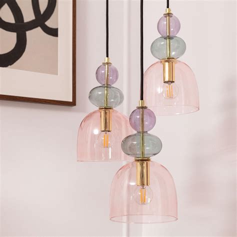 Ledkia Suspension Métal et Verre Tri Baudelaire Rose