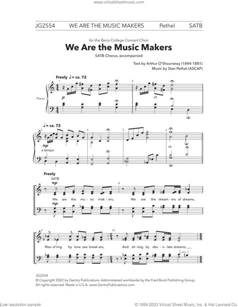 We Are The Music Makers Sheet Music For Choir SATB Soprano Alto