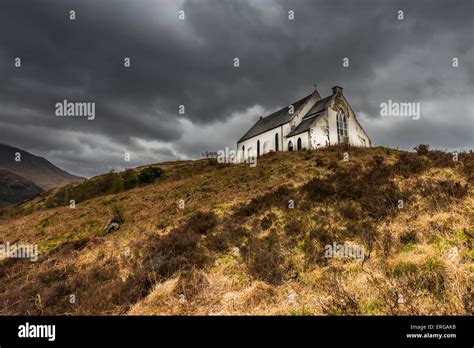 Church In The Hills Of The Highlands Of Scotland In Near The Village Of