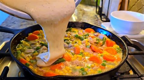 Leftover Chicken And Frozen Veggies Make An Easy Tasty Dinner Chicken Cobbler Recipe Youtube