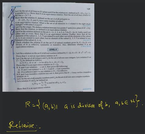 Relotionslet L Be The Set Of All Lines In Xy Plane And R Be The Relation