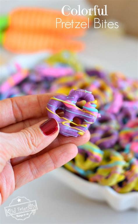 Easy And Colorful Spring Chocolate Covered Pretzel Bite Treats