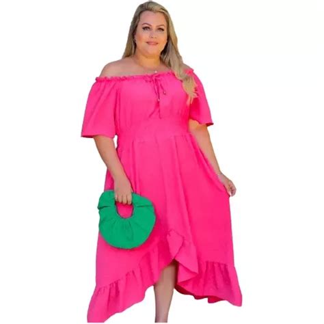 Vestido Plus Size Pipoquinha Manga Ciganinha Parcelamento Sem Juros