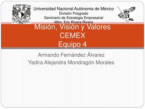 Ppt Misi N Visi N Y Valores Cemex Equipo Powerpoint Presentation