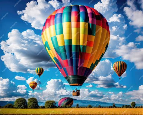 Premium Photo Colorful Hot Air Balloons In A Beautiful Sky In Summer Time