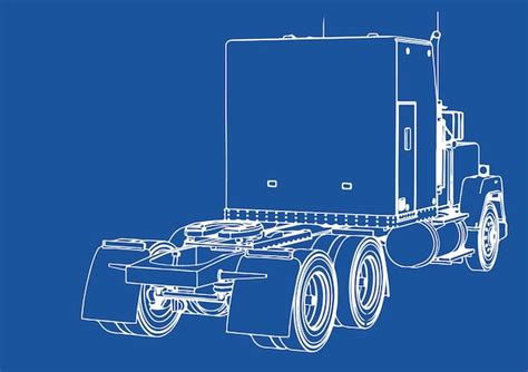 Dessin De Camion Sur Fond Bleu Vecteur Premium