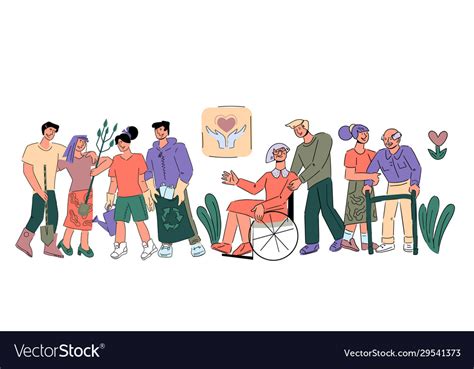 Volunteers Doing Socially Work Flat Royalty Free Vector