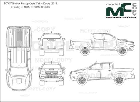 Toyota Hilux Pickup Crew Cab Doors D Drawing Blueprints