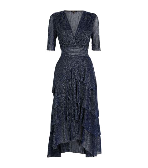 Womens Maje Blue Ruffle Detail Midi Dress Harrods Us