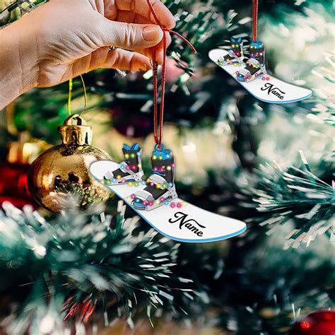 Snowboard With Bindings Christmas Lights Ornament Snowboard Etsy