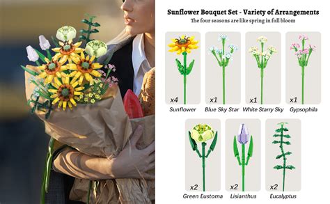 Gevinst Blumenstrau Bausteine Sonnenblumen Flower Bouquet Set