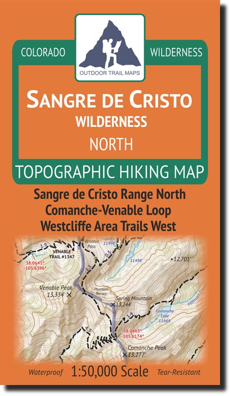 Sangre De Cristo Wilderness North Hiking Map Outdoor Trail Maps