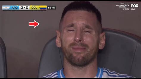 Messi Sale Llorando Tras Lesion Hoy Argentina Colombia Youtube