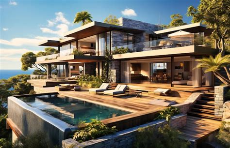 Premium AI Image Modern Homes Overlooking The Ocean