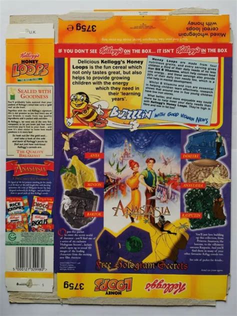 1998 KELLOGGS CEREAL Honey Loops Anastasia Holograms Packet Box