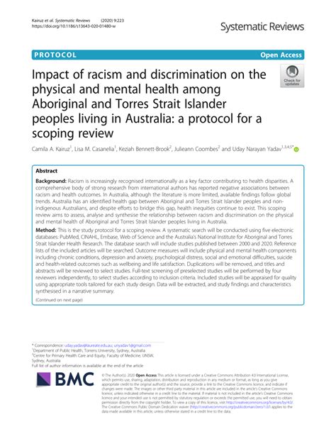 Pdf Impact Of Racism And Discrimination On The Physical And Mental