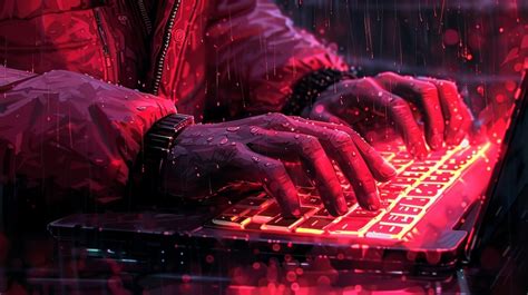 In This Illustration A Man Types On A Laptop Keyboard Works Runs A
