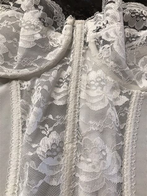 Vintage Bustier White Bridal Lace Corset Flexees Sz Gem