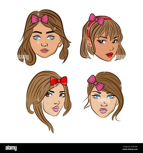 Woman Avatar Set Vector Illustration Beautiful Young Girls Portrait With Different Hair Style