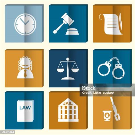 Law Judge Icon Set Justice Sign Stock Illustration Download Image Now Balance Book