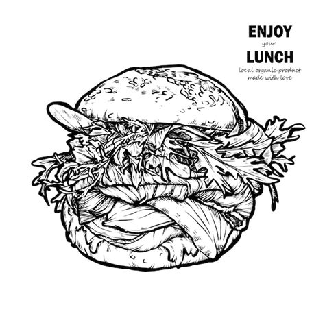 Premium Vector Burger Hamburger Hand Drawn Vector Illustration