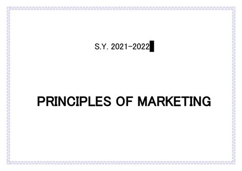 Principles Of Marketing Module 2 S 2021 Principles Of Marketing Lesson 2 The Principles