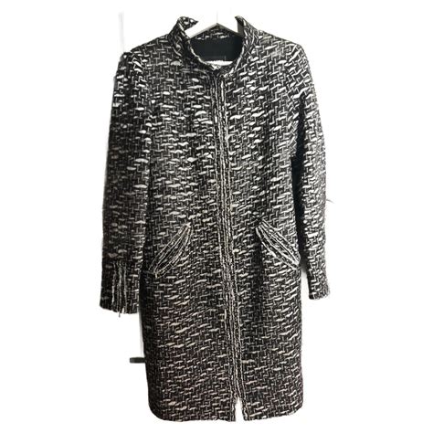 Cambon Chanel Coats Outerwear Black White Wool Ref1067322 Joli Closet