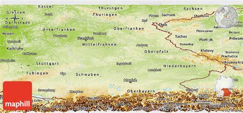 Physical Panoramic Map Of Bayern