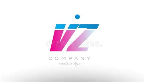 Vz V Z Alphabet Letter Combination Pink Blue Bold Logo Icon Des Stock