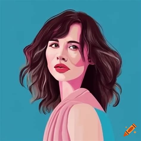 Linda Cardellini In A Modern Simple Illustration Style Using The