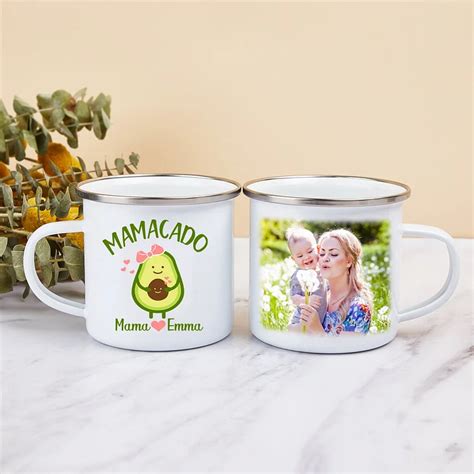 Kettenmachen Personalisierbares Foto Namen Emaille Tasse Mamacado