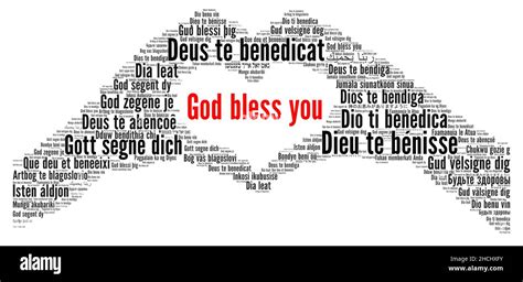 God Bless You Word Cloud In Different Languages Stock Photo Alamy