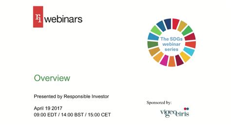 Sdg Webinar Series Overview