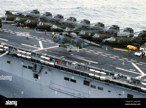 An Hh 3 Jolly Green Giant Helicopter Lands Aboard The Amphibious