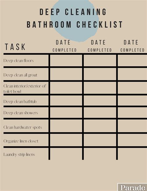 Printable Bathroom Cleaning Checklist Template At Amanda Justice Blog