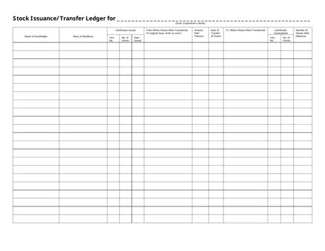 Stock Transfer Ledger Template Fill Out Printable PDF Forms Online