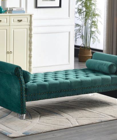 Arm Velvet Tufted Upholstered Bench Sanfurniture Ae