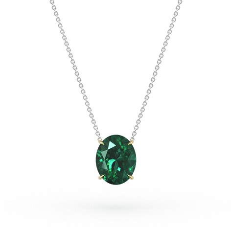 Oval Cut Emerald Floating Pendant Platandia