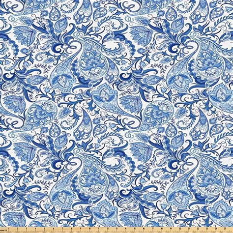 Lunarable Jacobean Fabric By The Yard Abstract Persian Inspired