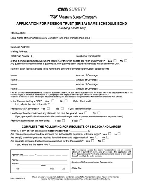 2018 2025 CNA Surety Form F6540 Fill Online Printable Fillable Blank