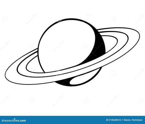 Saturno Y Sus Anillos Uno De Los Planetas Del Sistema Solar Vector Blanco Y Negro Imagen Para Un