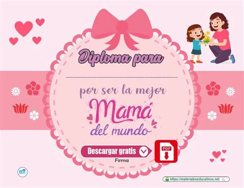 Diploma para mamá Día de las Madres modelo 1 Materiales Educativos